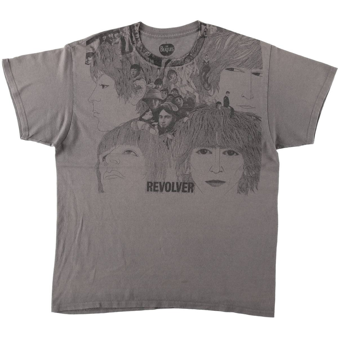 THE BEATLES Band T-shirt, Men's L size cotton Charcoal Vintage Second Hand
