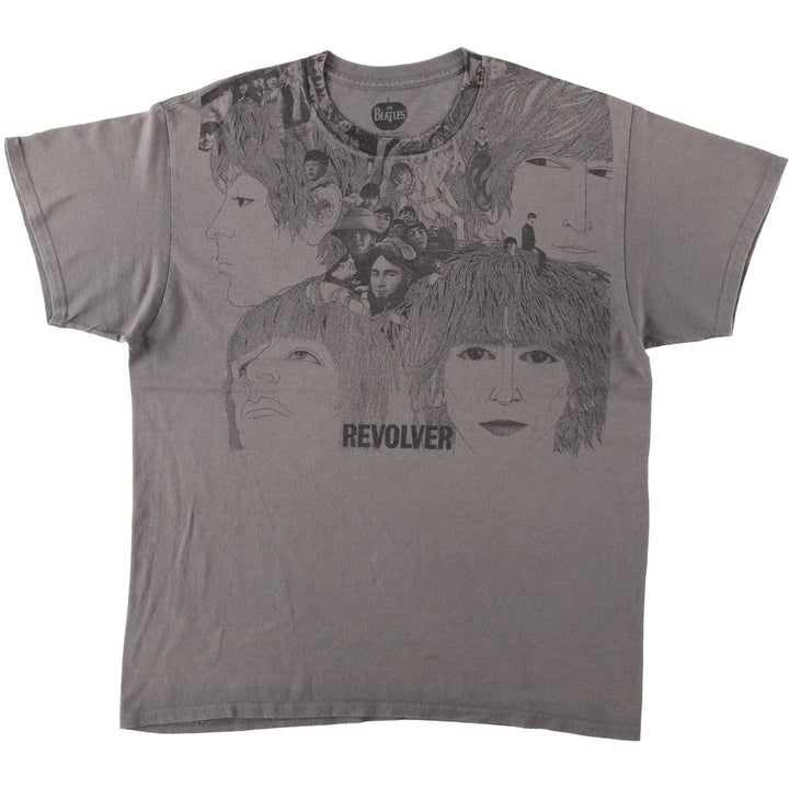 THE BEATLES Band T-shirt, Men's L size cotton Charcoal Vintage Second Hand
