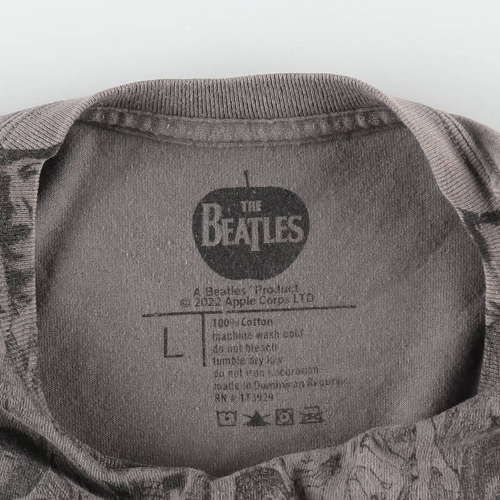 THE BEATLES Band T-shirt, Men's L size cotton Charcoal Vintage Second Hand