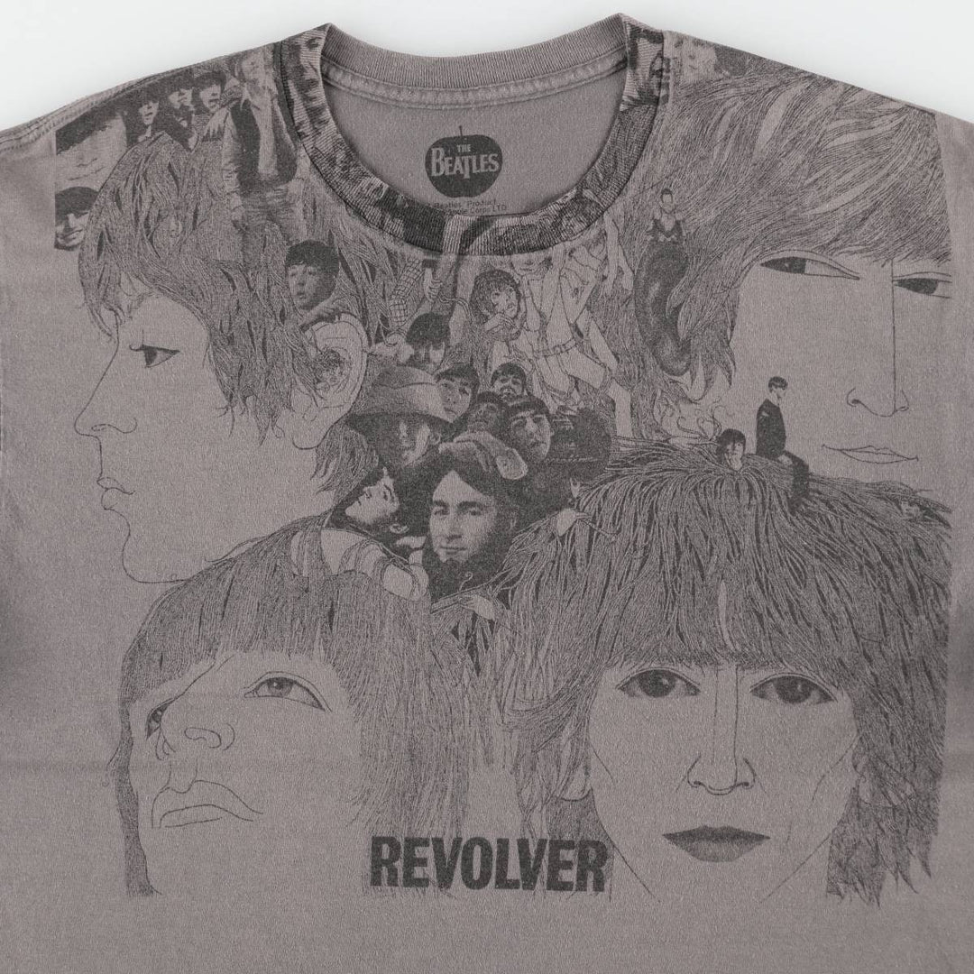 THE BEATLES Band T-shirt, Men's L size cotton Charcoal Vintage Second Hand