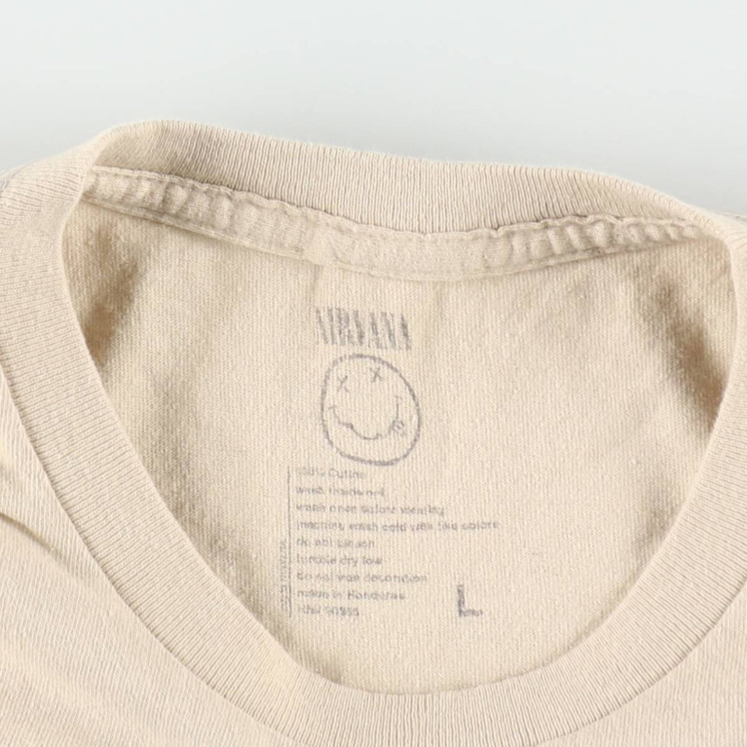 NIRVANA Nirvana Band T-shirt, Band T, Men's L size cotton Beige type Vintage Second Hand