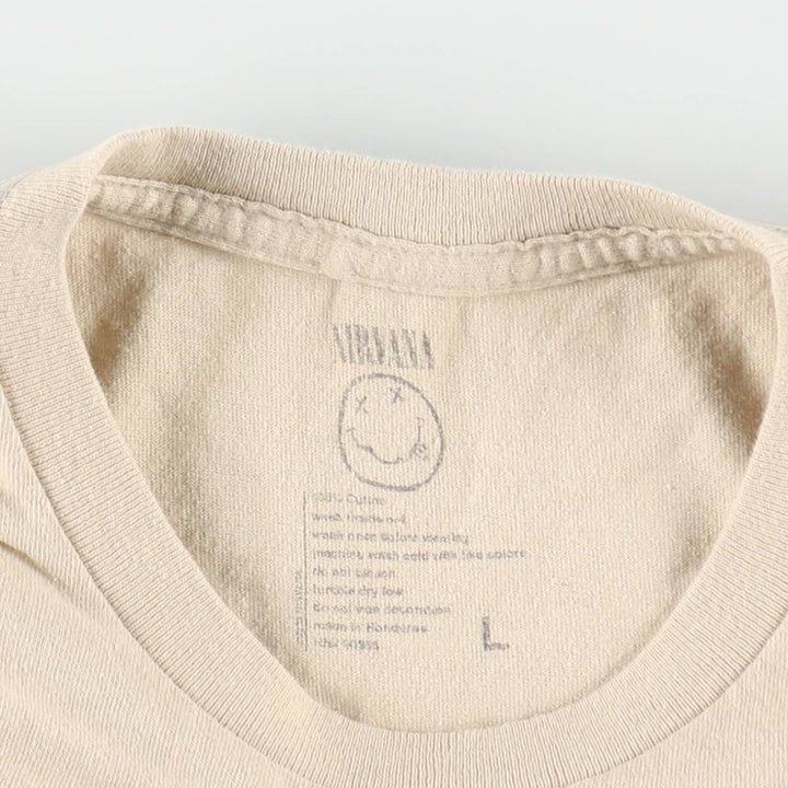 NIRVANA Nirvana Band T-shirt, Band T, Men's L size cotton Beige type Vintage Second Hand