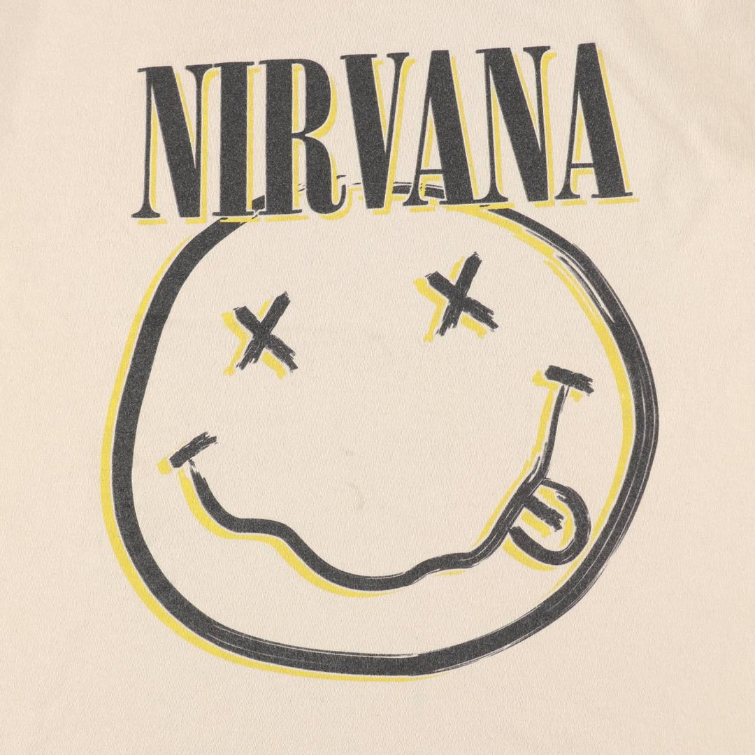 NIRVANA Nirvana Band T-shirt, Band T, Men's L size cotton Beige type Vintage Second Hand