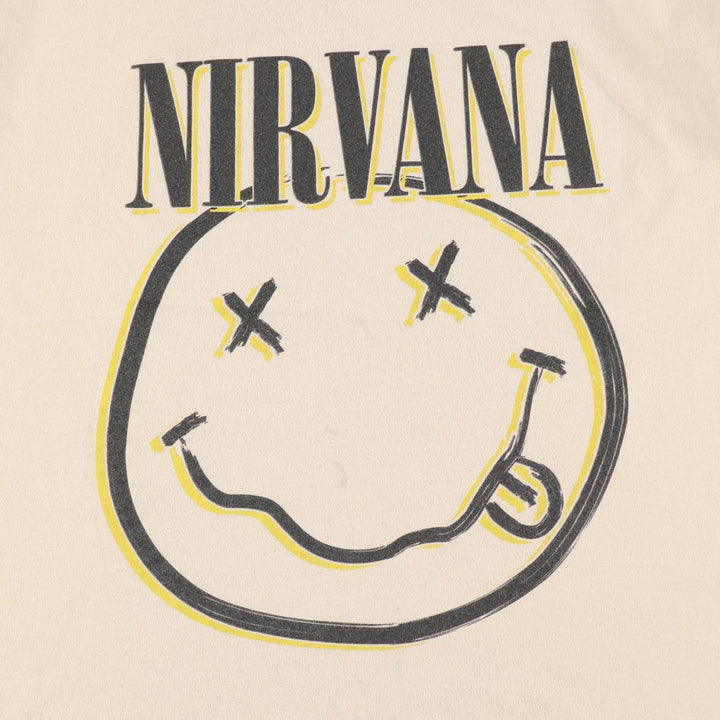 NIRVANA Nirvana Band T-shirt, Band T, Men's L size cotton Beige type Vintage Second Hand