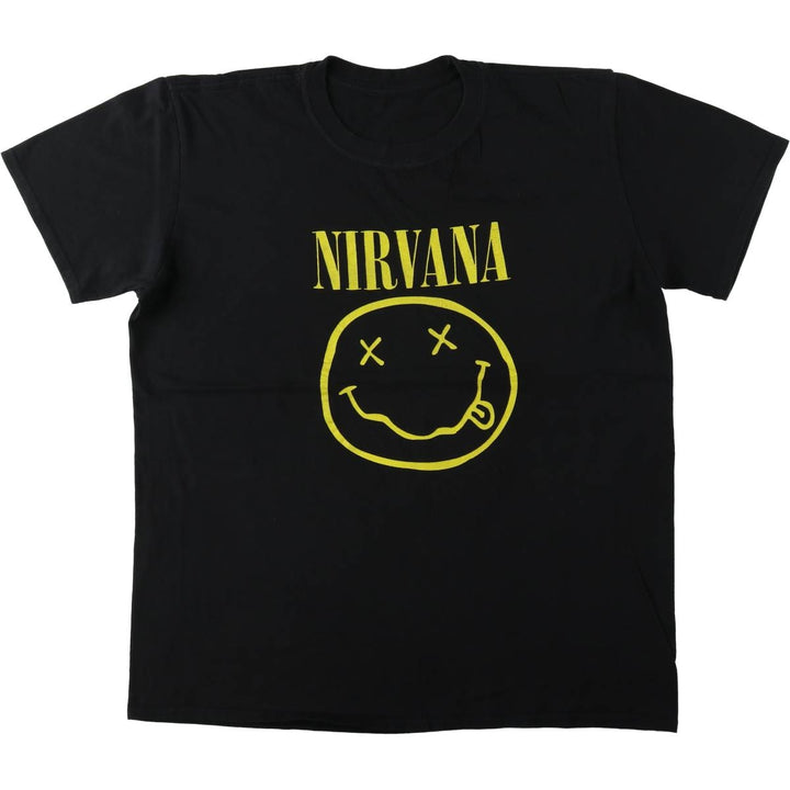 NIRVANA Nirvana Band T-shirt, Band T, Men's L size cotton black type Vintage Second Hand
