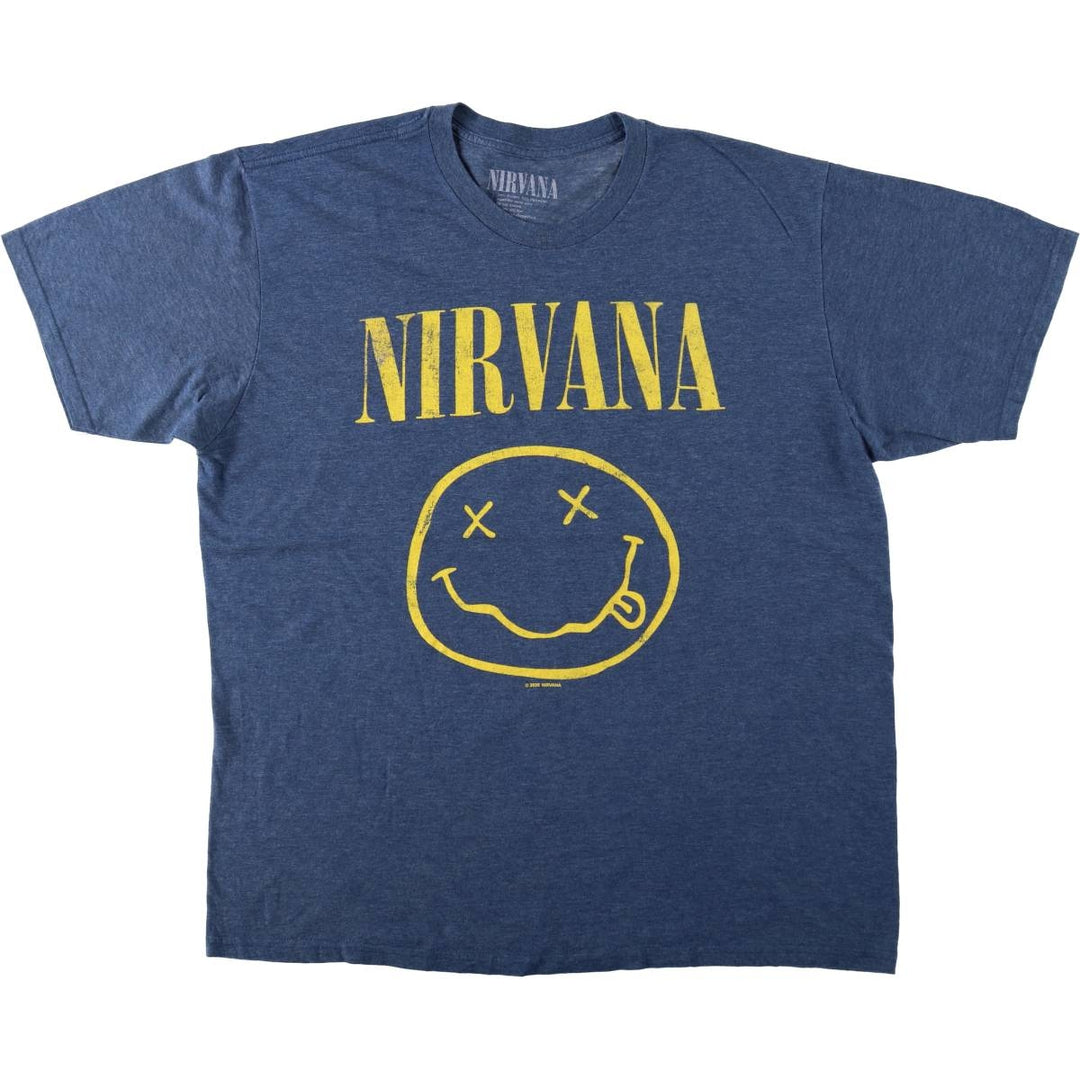 NIRVANA Nirvana Band T-shirt, Band T, Men's XL size cotton blue type Vintage Second Hand