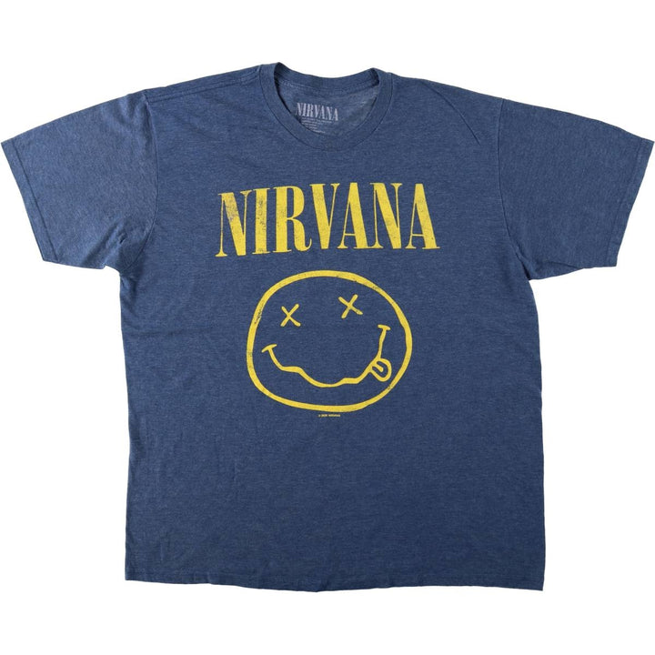NIRVANA Nirvana Band T-shirt, Band T, Men's XL size cotton blue type Vintage Second Hand