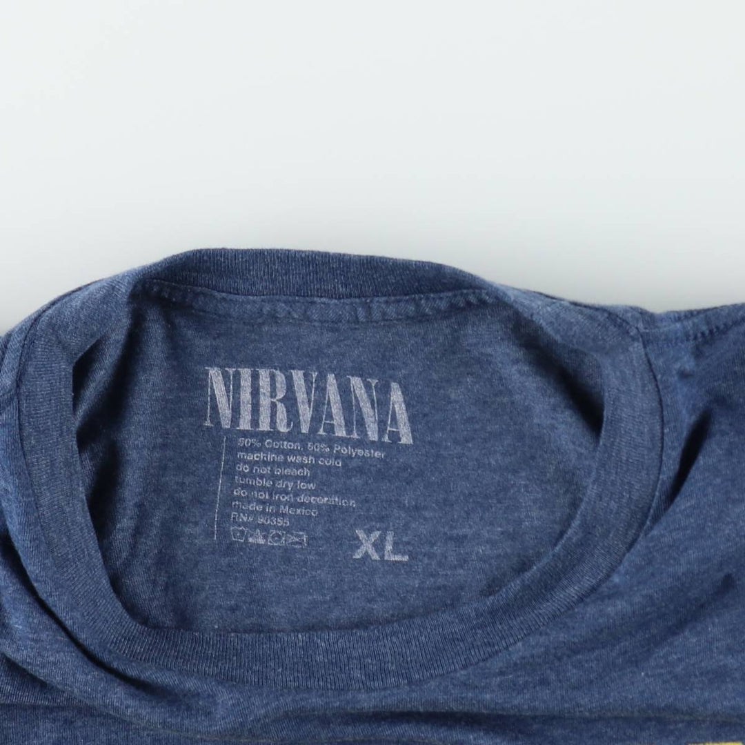 NIRVANA Nirvana Band T-shirt, Band T, Men's XL size cotton blue type Vintage Second Hand
