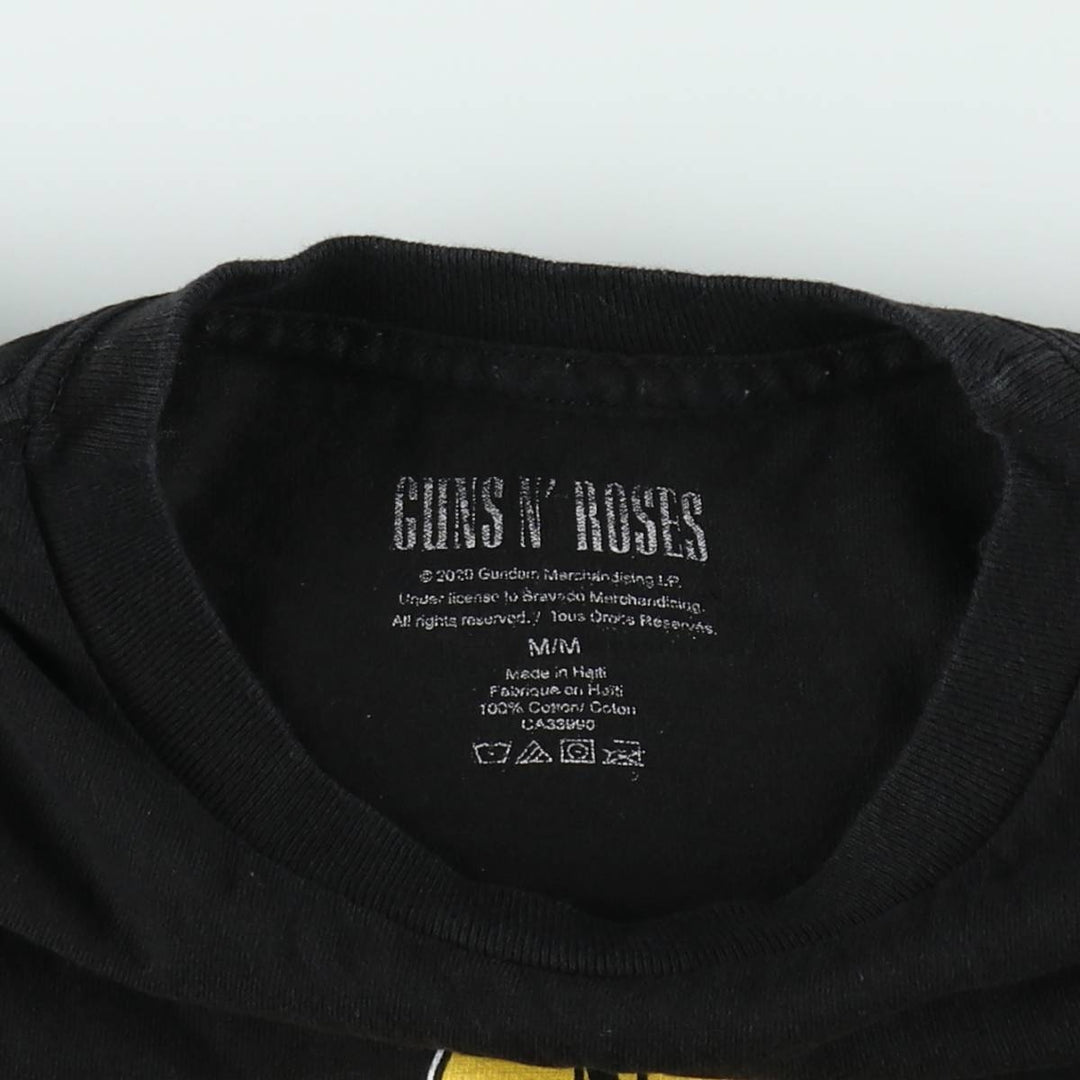 GUNS N' ROSES Skull Pattern Band T-shirt, Men's M size cotton black type Vintage Second Hand