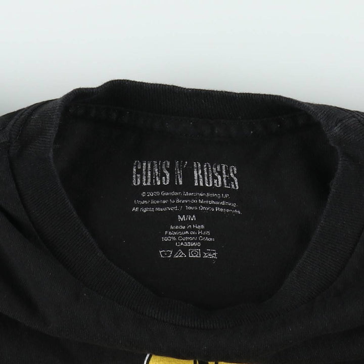 GUNS N' ROSES Skull Pattern Band T-shirt, Men's M size cotton black type Vintage Second Hand