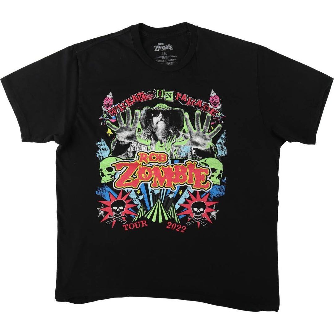 Rob Zombie Skull Pattern Band T-Shirt (Men's Size L) cotton black type Vintage Second Hand