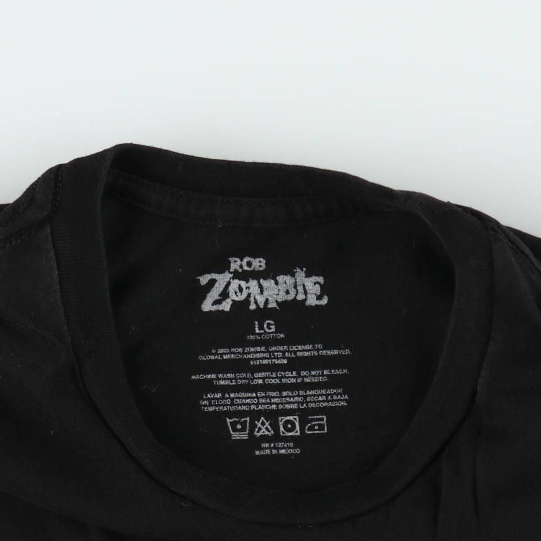 Rob Zombie Skull Pattern Band T-Shirt (Men's Size L) cotton black type Vintage Second Hand