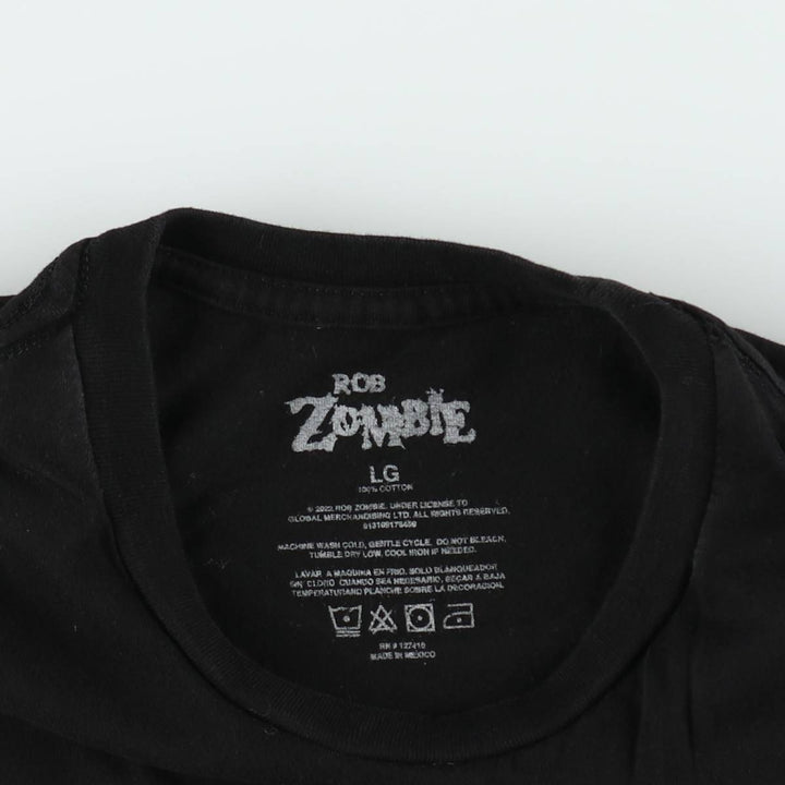 Rob Zombie Skull Pattern Band T-Shirt (Men's Size L) cotton black type Vintage Second Hand