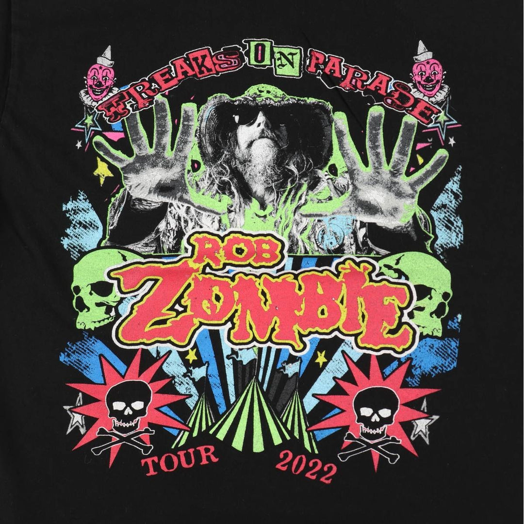 Rob Zombie Skull Pattern Band T-Shirt (Men's Size L) cotton black type Vintage Second Hand