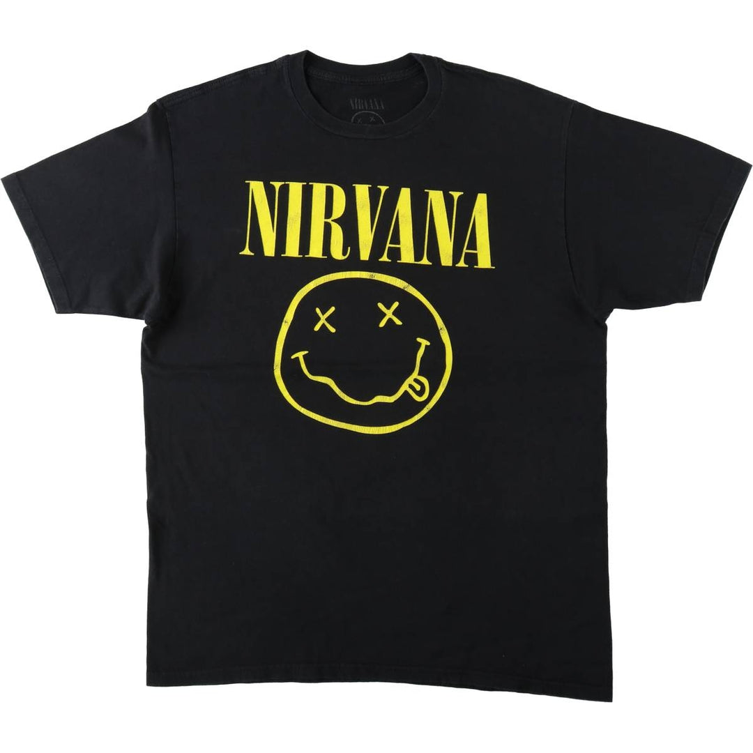 NIRVANA Nirvana Band T-shirt, Band T, Men's L size cotton black type Vintage Second Hand