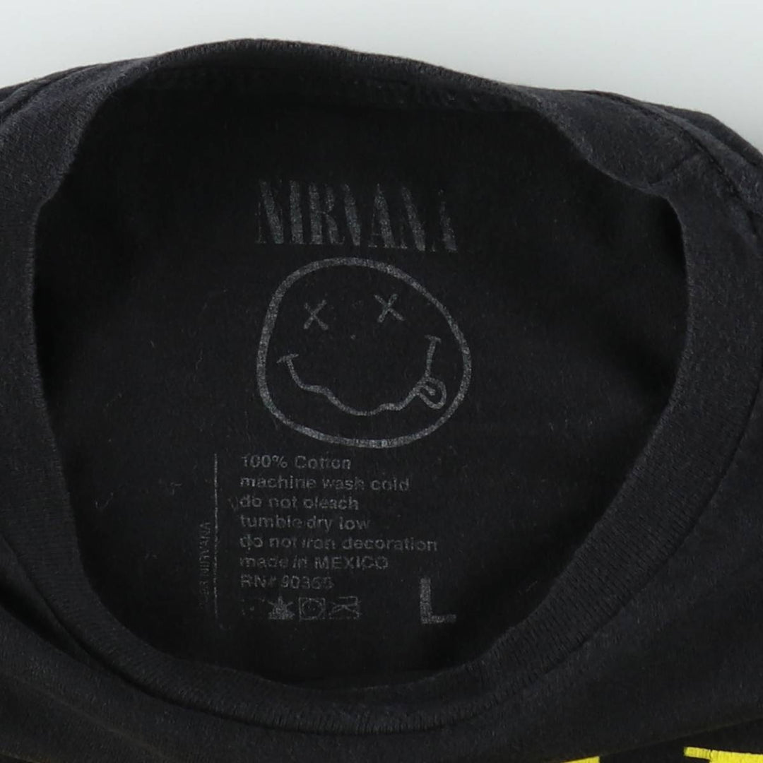 NIRVANA Nirvana Band T-shirt, Band T, Men's L size cotton black type Vintage Second Hand