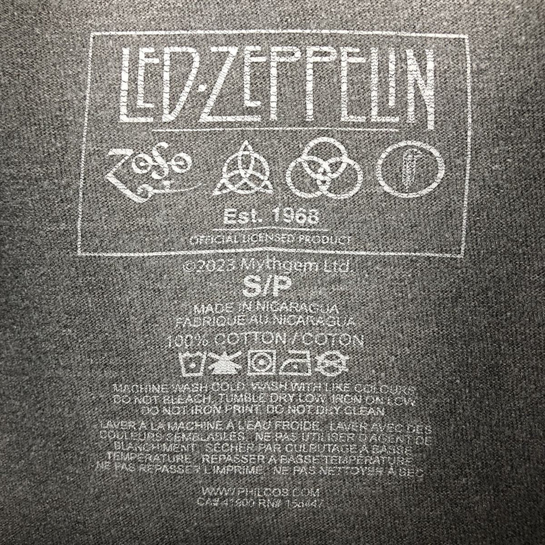 LED ZEPPELIN Led Zeppelin Band T-shirt Band T Men's S size cotton gray type Vintage Second Hand