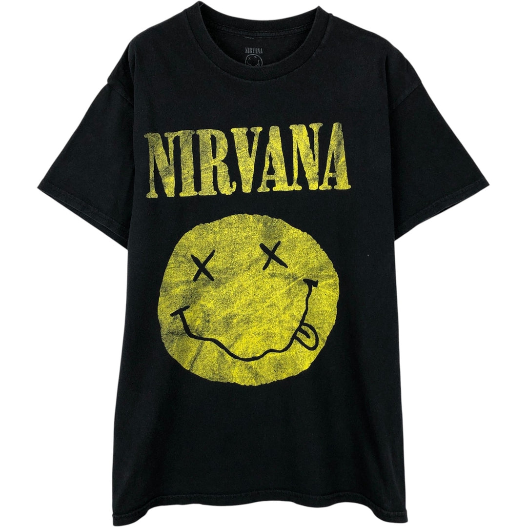 NIRVANA Nirvana Band T-shirt, Band T, Men's L size cotton black type Vintage Second Hand