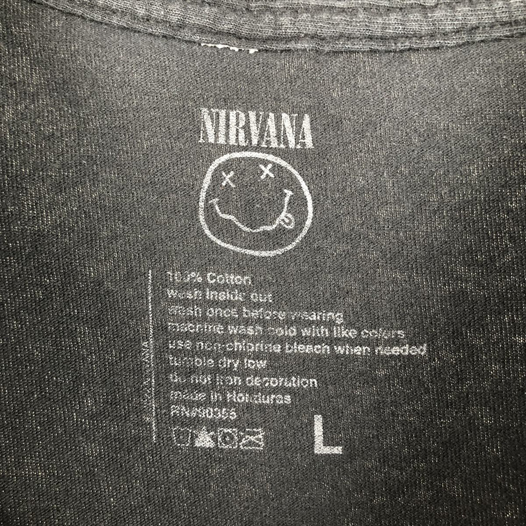 NIRVANA Nirvana Band T-shirt, Band T, Men's L size cotton black type Vintage Second Hand