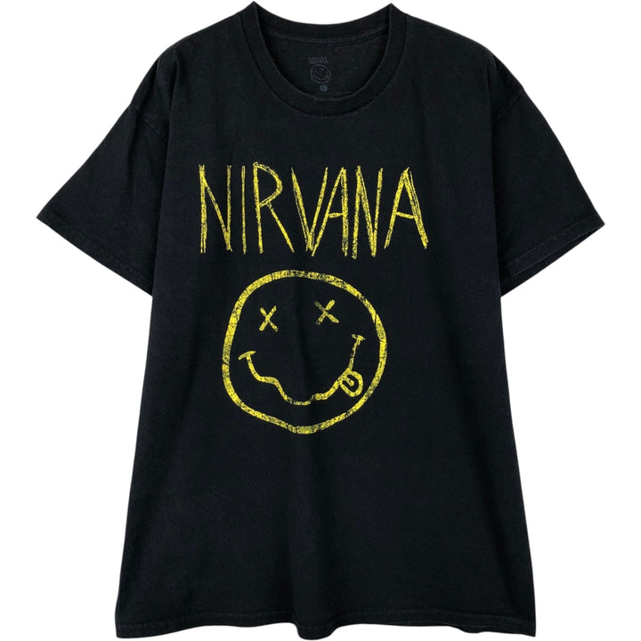 NIRVANA Nirvana Band T-shirt, Band T, Men's L size cotton black type Vintage Second Hand
