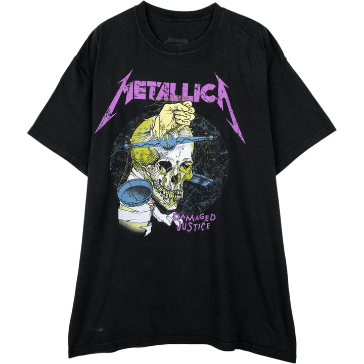 METALLICA Skull Pattern Band T-shirt Band Tee Men's M size cotton black type Vintage Second Hand