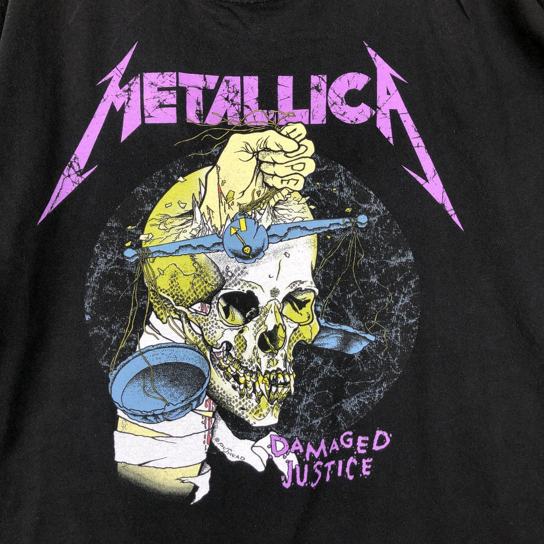 METALLICA Skull Pattern Band T-shirt Band Tee Men's M size cotton black type Vintage Second Hand
