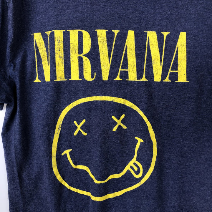 NIRVANA Nirvana Band T-shirt, Band T, Men's L size cotton navy blue type Vintage Second Hand