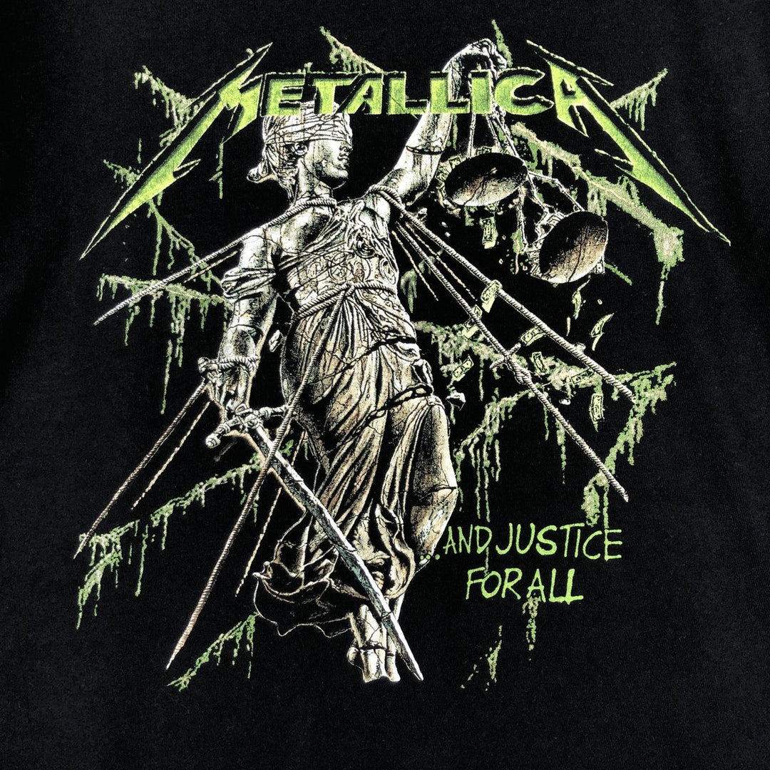 METALLICA Metallica Band T-shirt Band T Men's L size unclear black type Vintage Second Hand