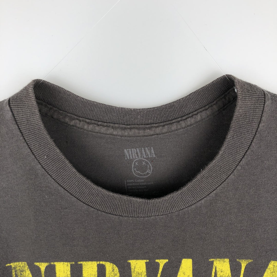 NIRVANA Nirvana Band T-shirt, Band T, Men's L size cotton Charcoal Vintage Second Hand