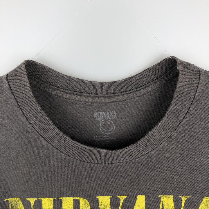 NIRVANA Nirvana Band T-shirt, Band T, Men's L size cotton Charcoal Vintage Second Hand