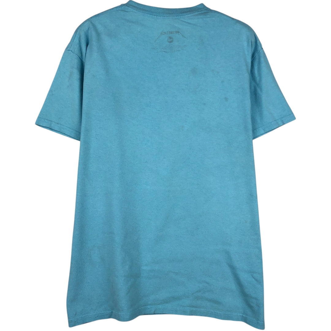 METALLICA Skull Pattern Band T-shirt Band Tee Men's M size cotton Blue type light blue Vintage Second Hand