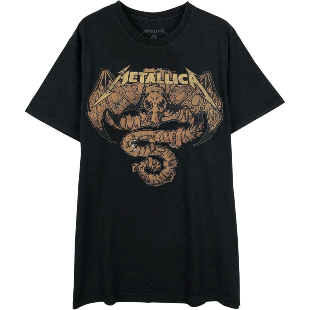 METALLICA Skull Pattern Band T-shirt Band Tee Men's M size cotton black type Vintage Second Hand