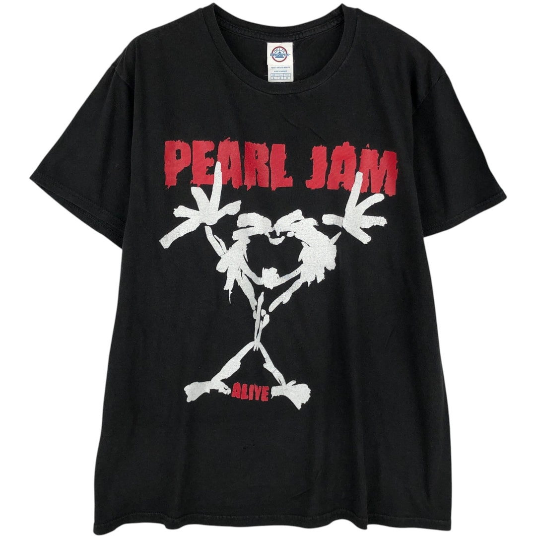 DELTA PEARL JAM Band T-shirt (Men's size L) cotton black type Vintage Second Hand