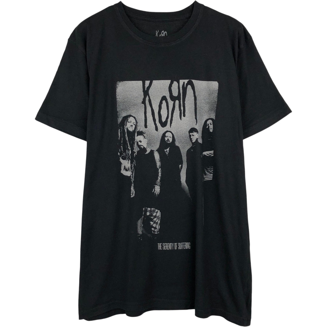 KORN band t-shirt, made in the UK, men's size L equivalent. cotton black type Vintage Second Hand