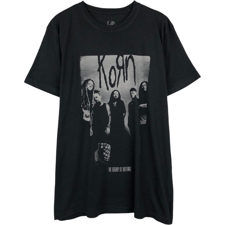 KORN band t-shirt, made in the UK, men's size L equivalent. cotton black type Vintage Second Hand