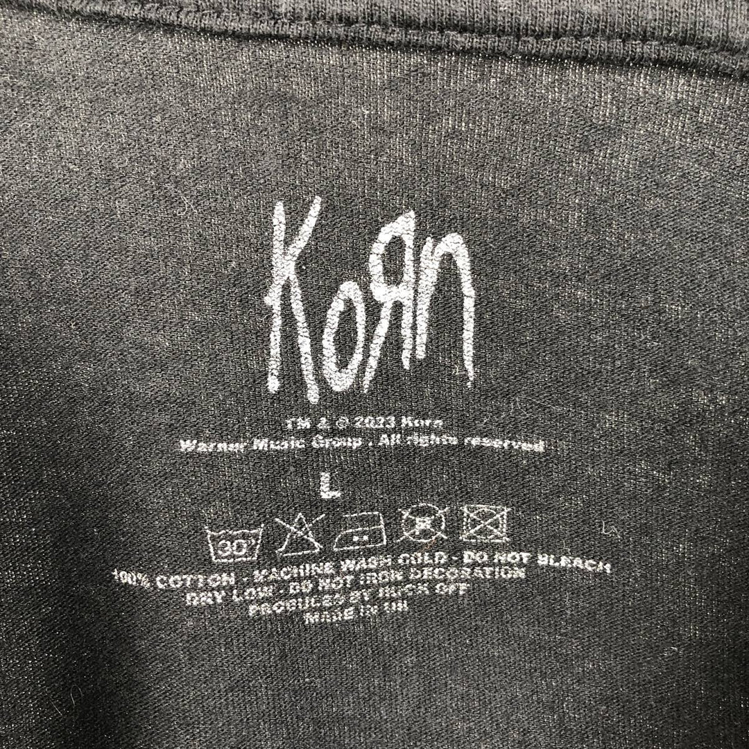 KORN band t-shirt, made in the UK, men's size L equivalent. cotton black type Vintage Second Hand