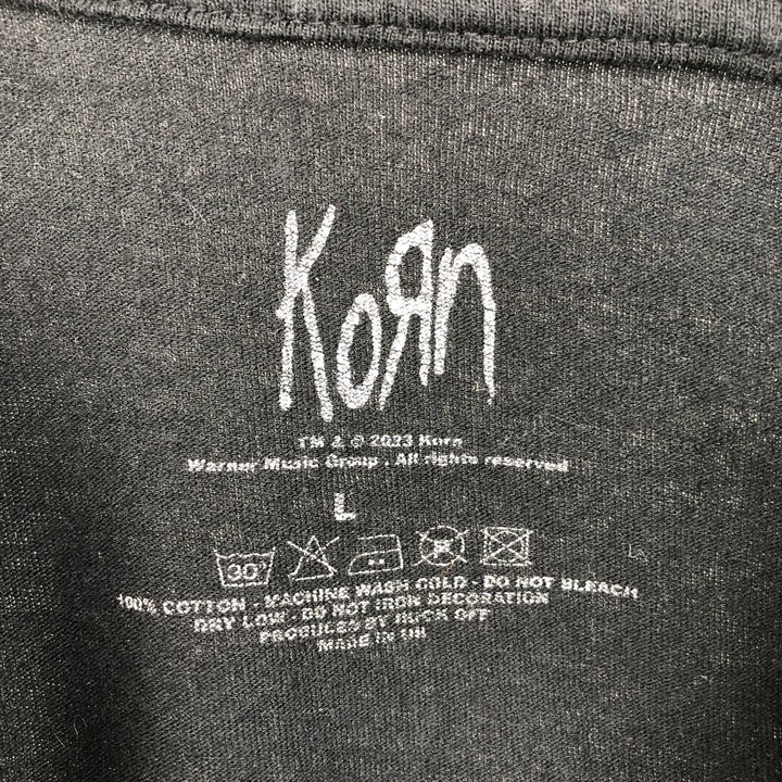 KORN band t-shirt, made in the UK, men's size L equivalent. cotton black type Vintage Second Hand