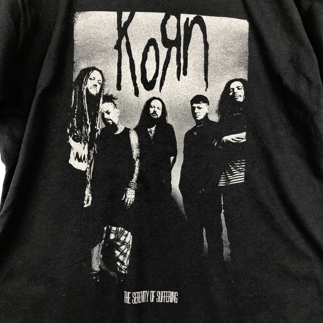 KORN band t-shirt, made in the UK, men's size L equivalent. cotton black type Vintage Second Hand