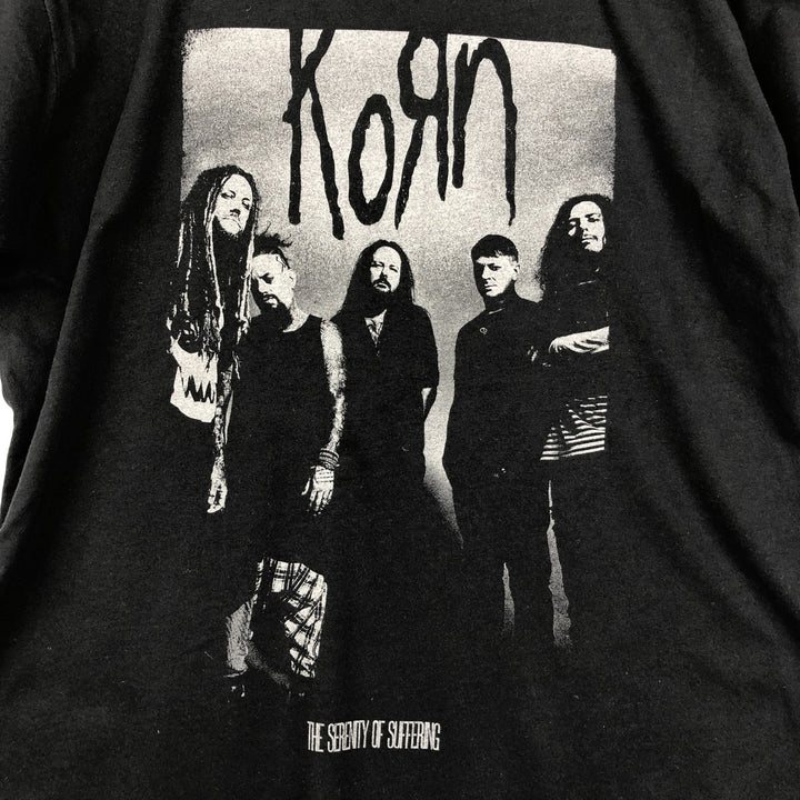 KORN band t-shirt, made in the UK, men's size L equivalent. cotton black type Vintage Second Hand
