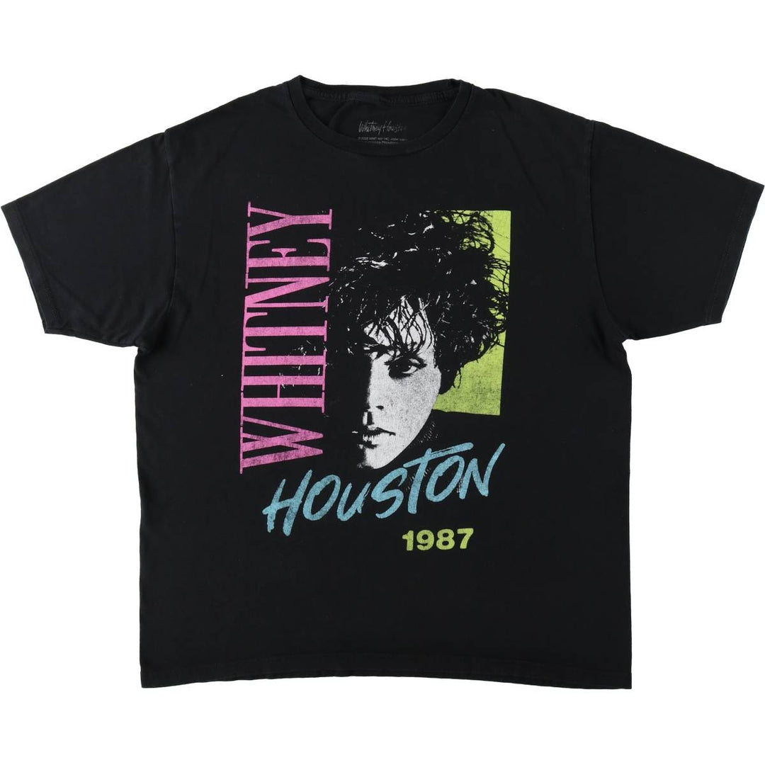 WHITNEY HOUSTON Whitney Houston Rap T-shirt, Men's Size L cotton black type Vintage Second Hand