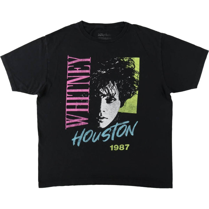 WHITNEY HOUSTON Whitney Houston Rap T-shirt, Men's Size L cotton black type Vintage Second Hand