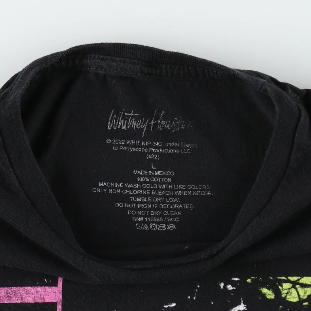 WHITNEY HOUSTON Whitney Houston Rap T-shirt, Men's Size L cotton black type Vintage Second Hand