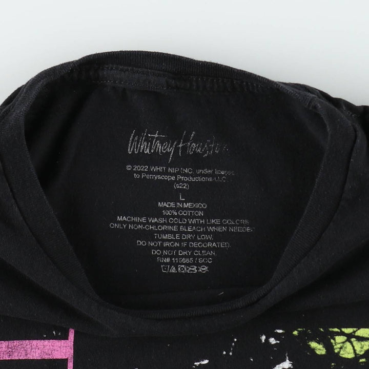 WHITNEY HOUSTON Whitney Houston Rap T-shirt, Men's Size L cotton black type Vintage Second Hand