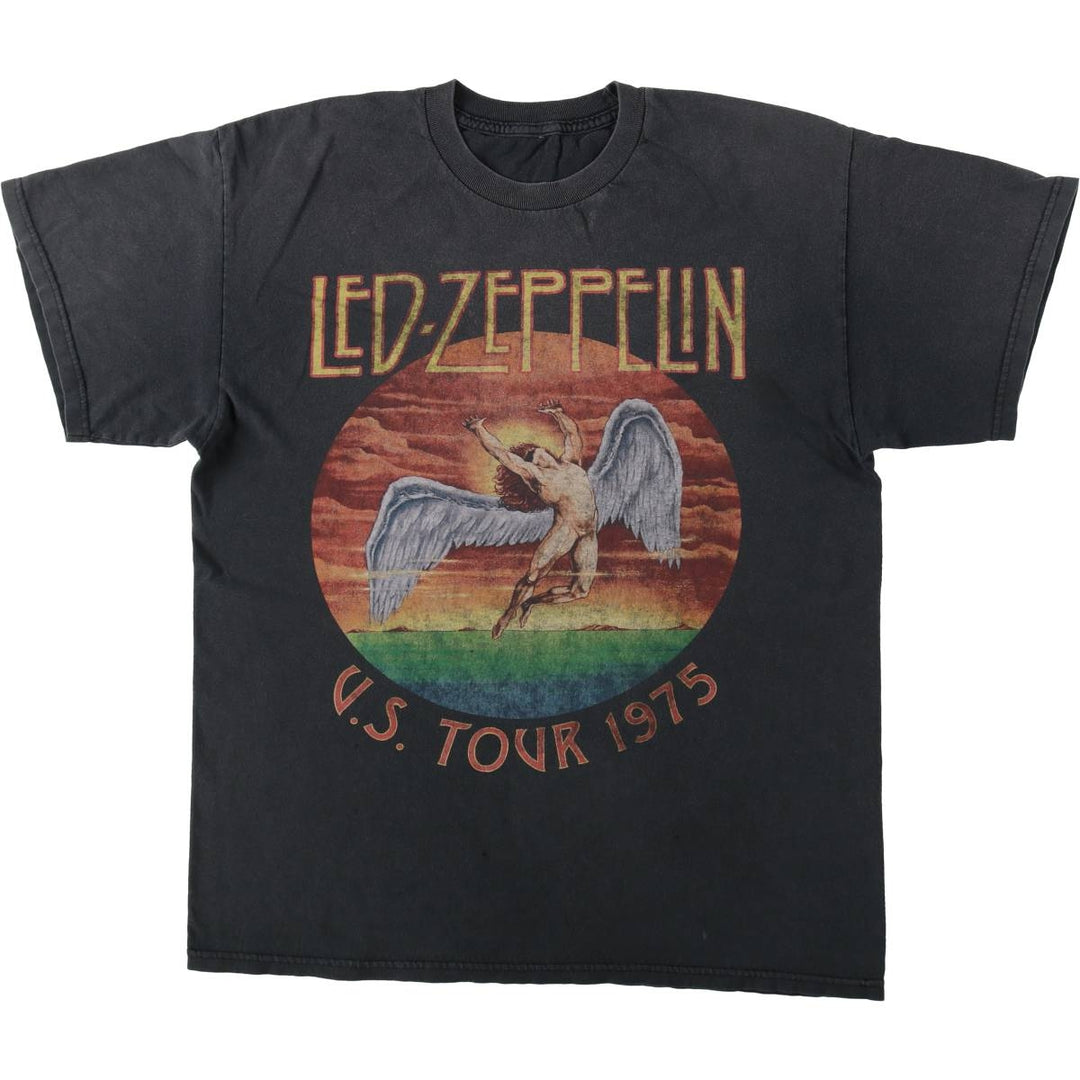 LED ZEPPELIN Led Zeppelin Band T-shirt Band T Men's L size unclear black type Vintage Second Hand