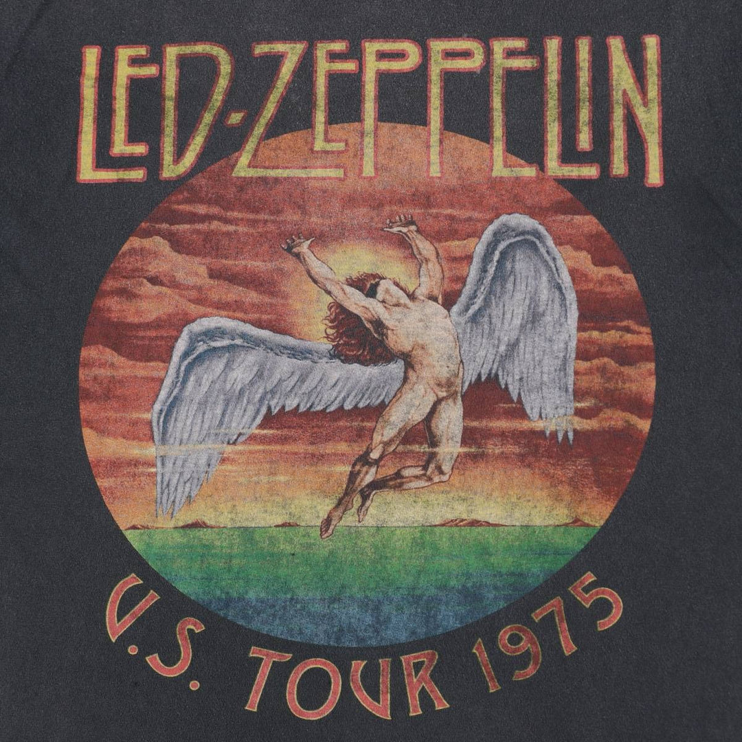 LED ZEPPELIN Led Zeppelin Band T-shirt Band T Men's L size unclear black type Vintage Second Hand