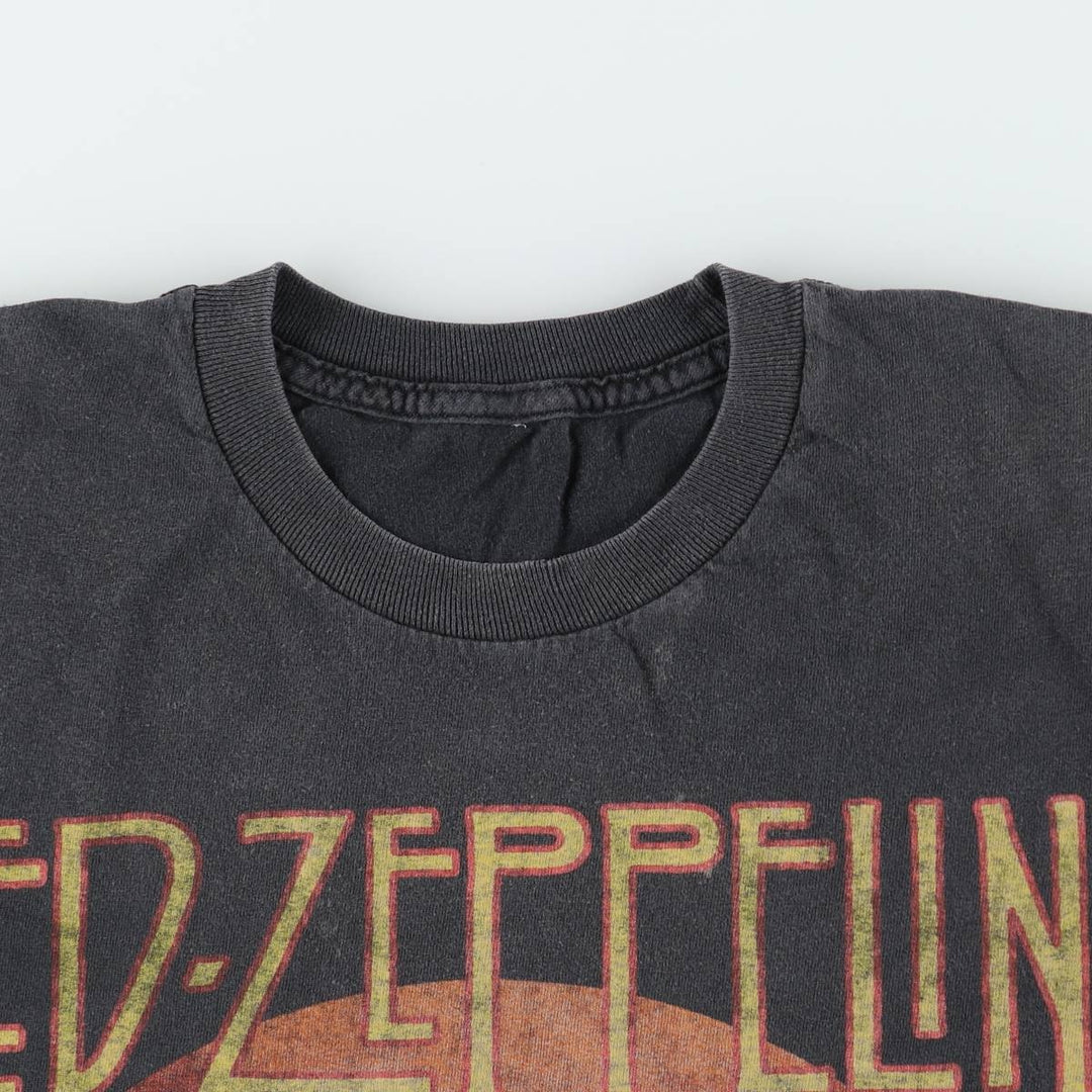 LED ZEPPELIN Led Zeppelin Band T-shirt Band T Men's L size unclear black type Vintage Second Hand
