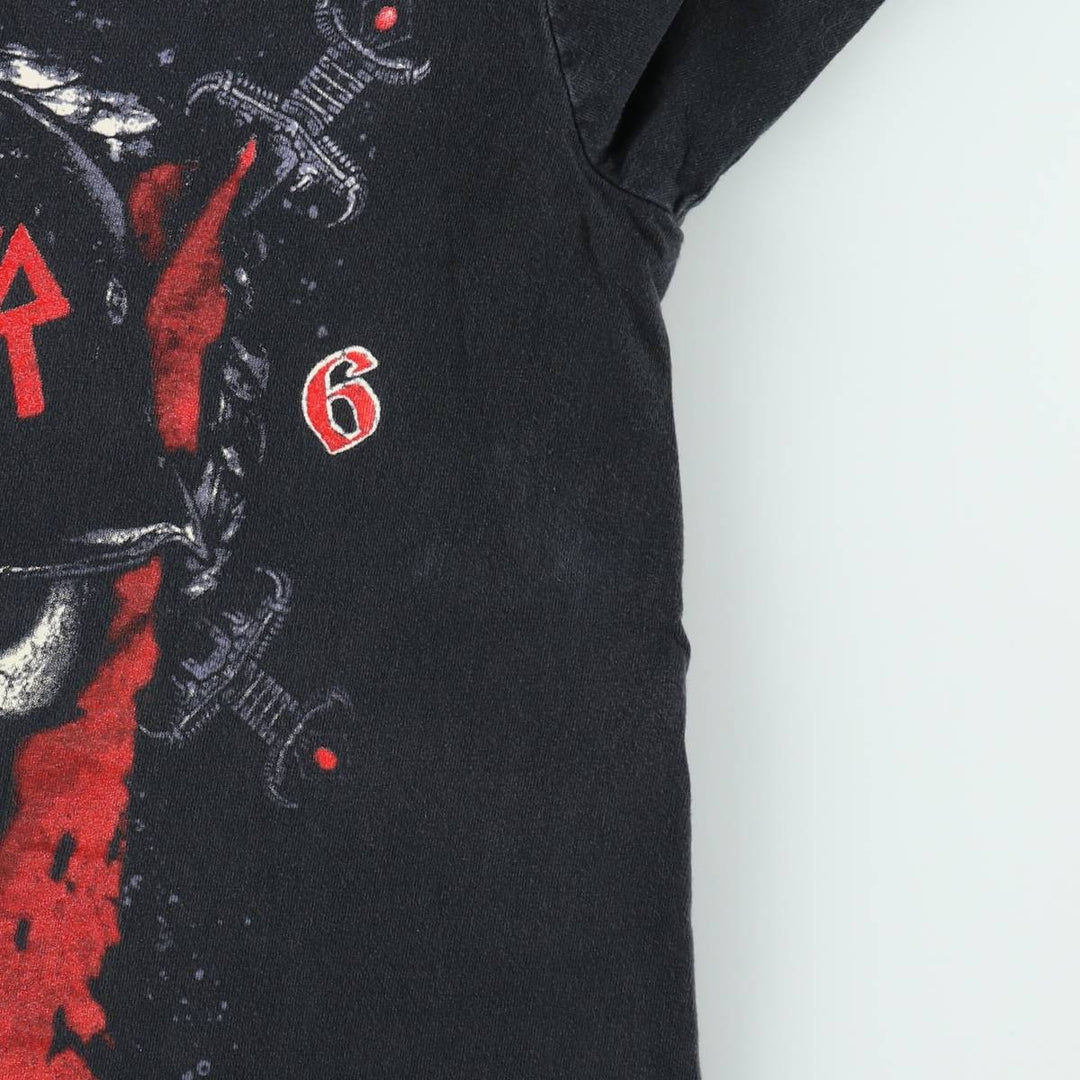 SLAYER Skull Pattern Band T-Shirt (Men's Size XS) unclear black type Vintage Second Hand
