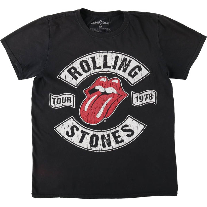 The Rolling Stones Band T-shirt, Men's M size cotton black type Vintage Second Hand