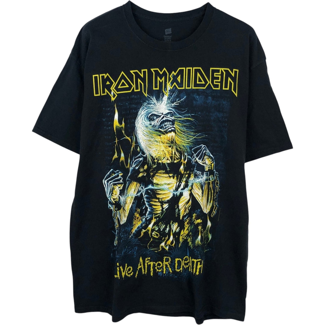 Hanes IRON MAIDEN Band T-shirt, Men's XL size cotton black type Vintage Second Hand