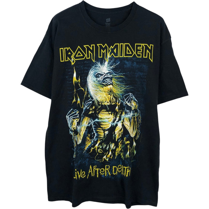 Hanes IRON MAIDEN Band T-shirt, Men's XL size cotton black type Vintage Second Hand